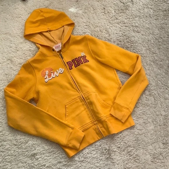 PINK Victoria's Secret Tops Y2k Vs Pink Yellow Hoodie Poshmark